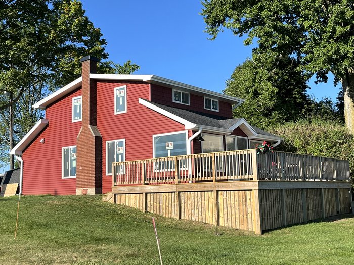 Cottage deck and lawn